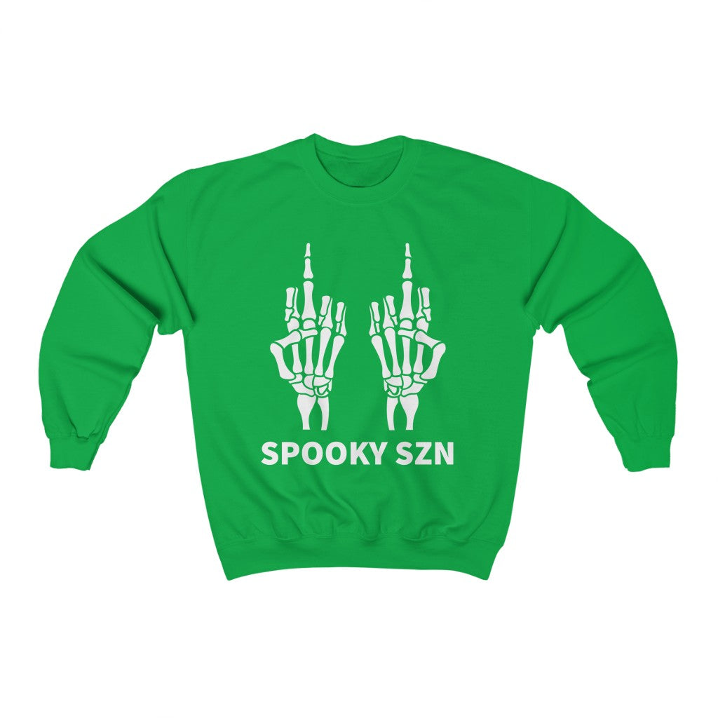 Cozy "Spooky Szn' Finger Crewneck - Green Front