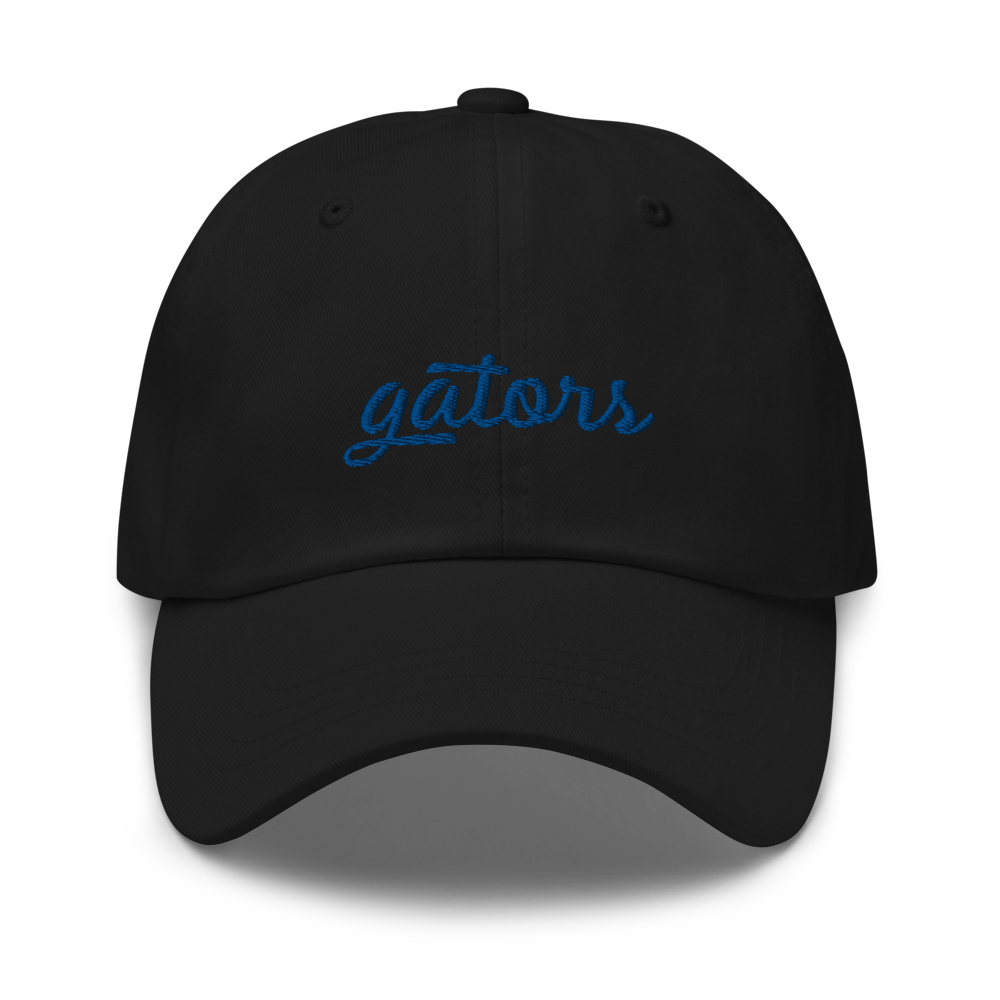 Gators Script Sports Hat - Black Front