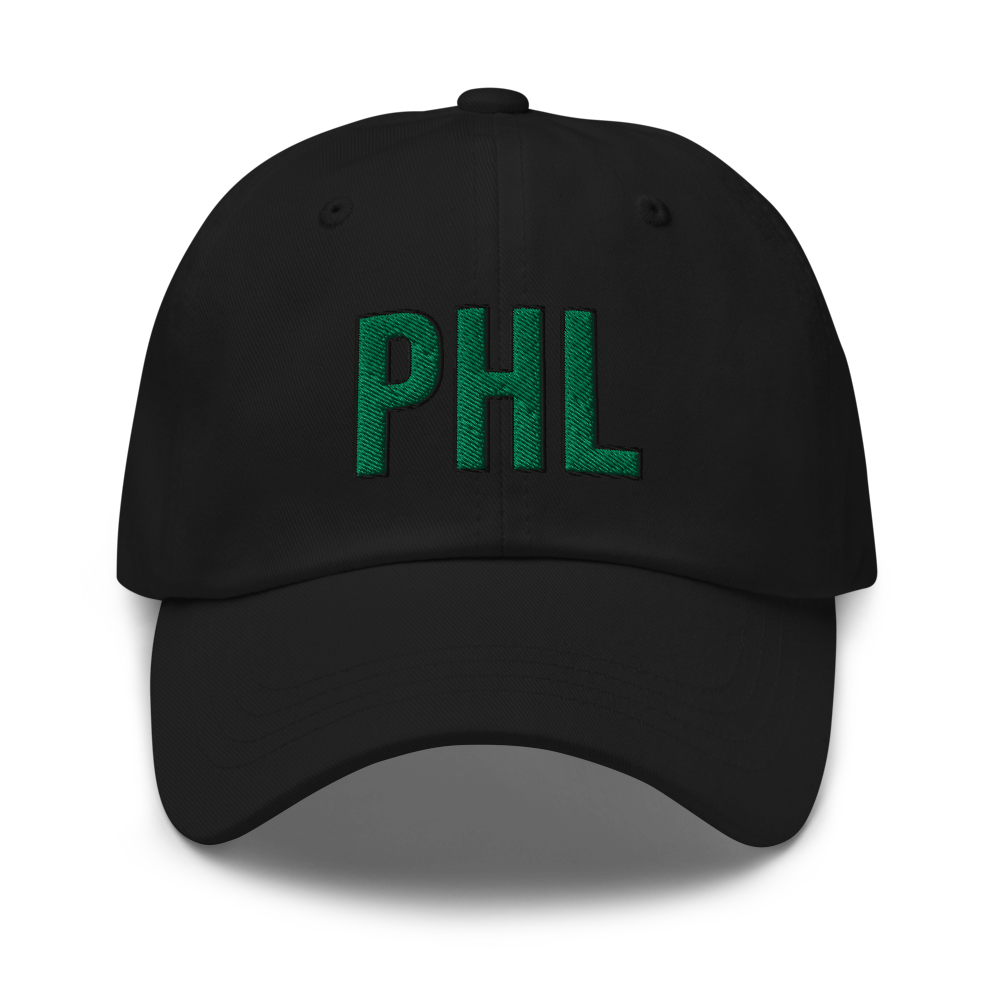 PHL Script Sports Hat - Black Front