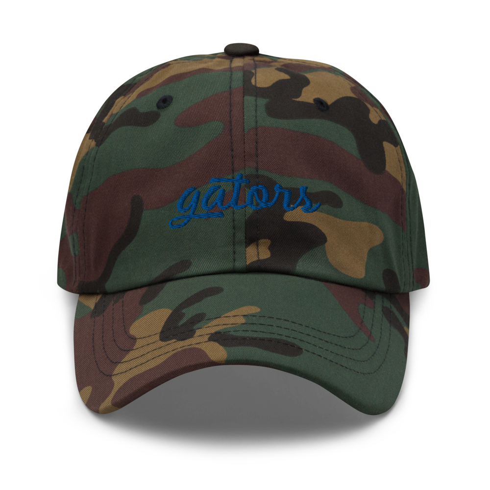 Gators Script Sports Hat - Camo Front