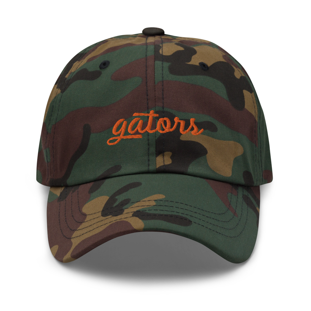 Gators Script Sports Hat - Camo Front