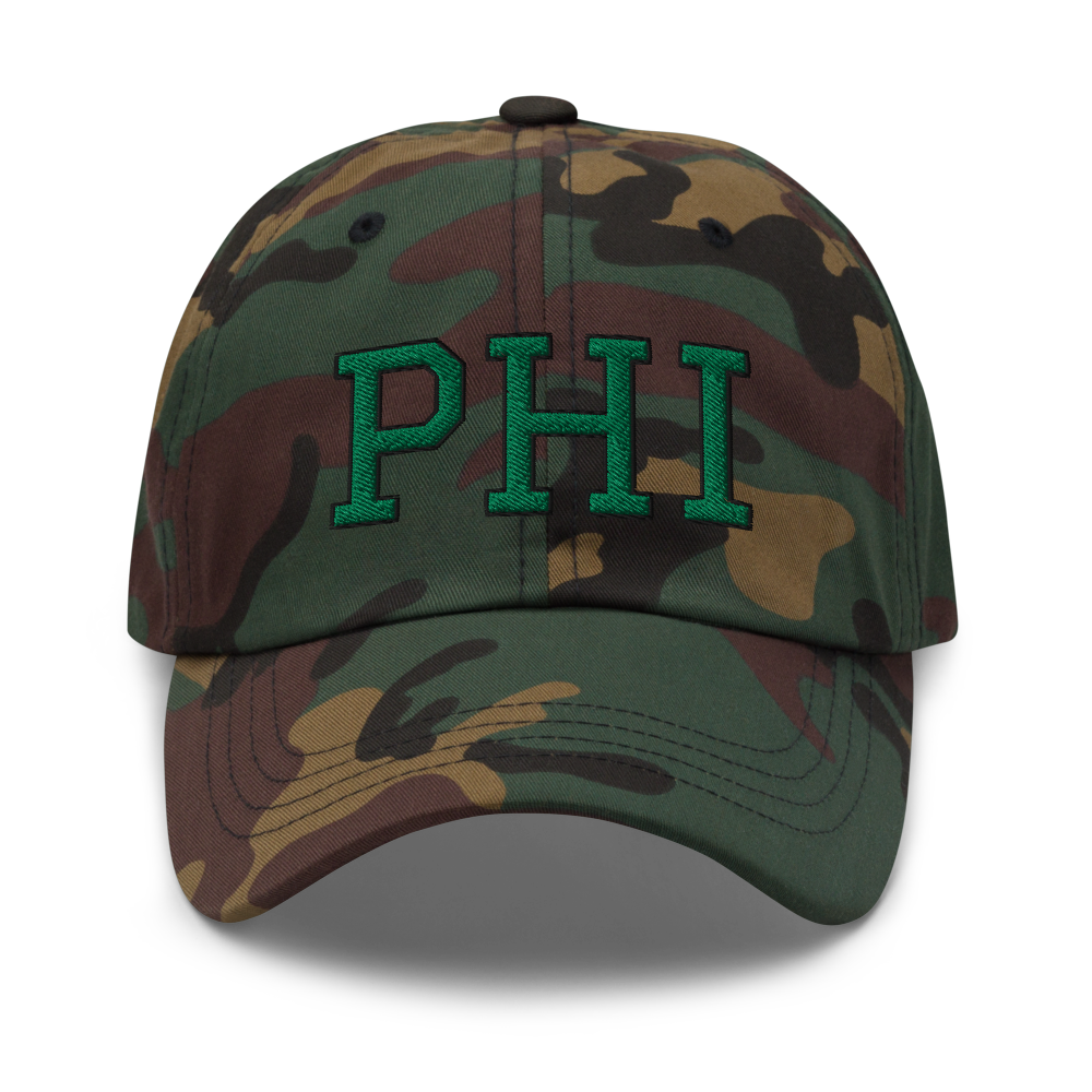 Philly Script Sports Hat - Camo Front