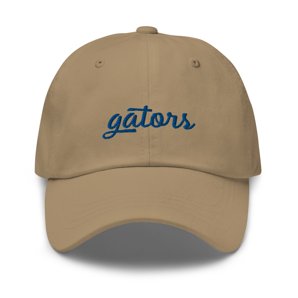 Gators Script Sports Hat - Khaki Front