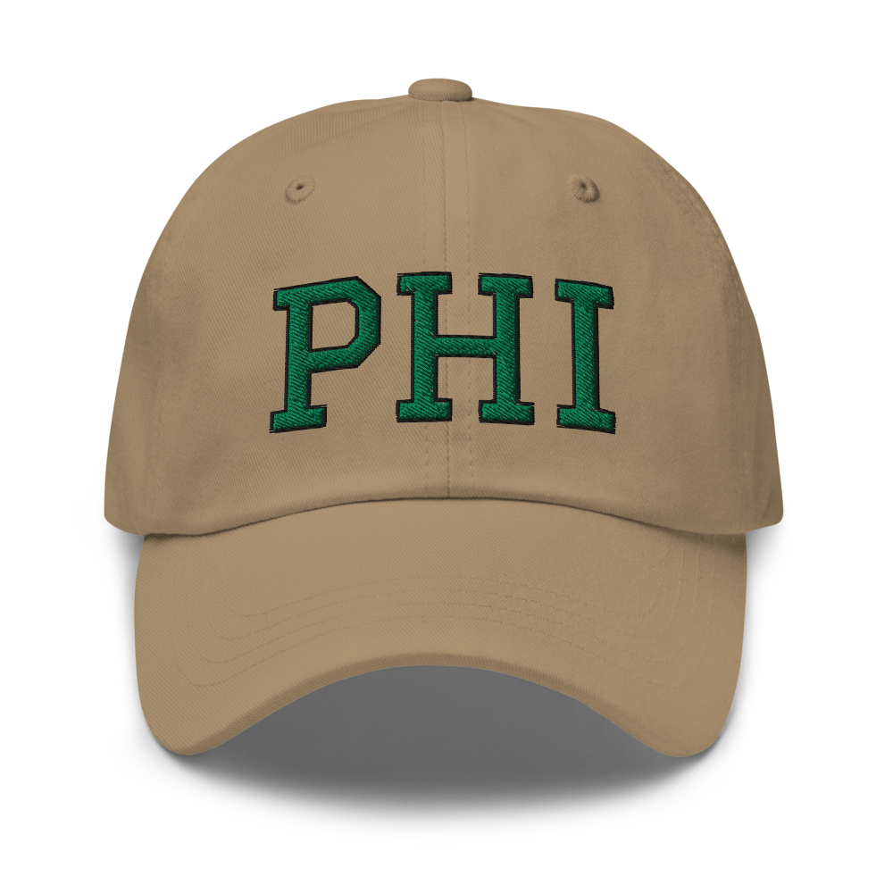 Philly Script Sports Hat - Khaki Front