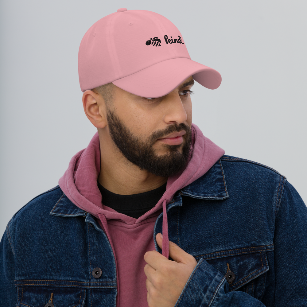 Man wearing Bee Kind Novelty Hat front