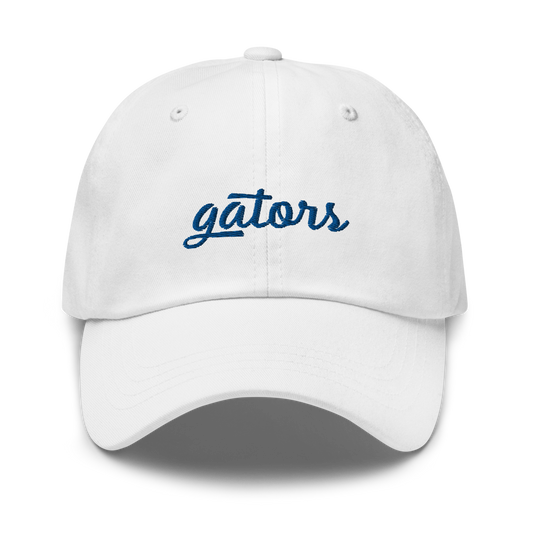 Gators Script Sports Hat - White Front