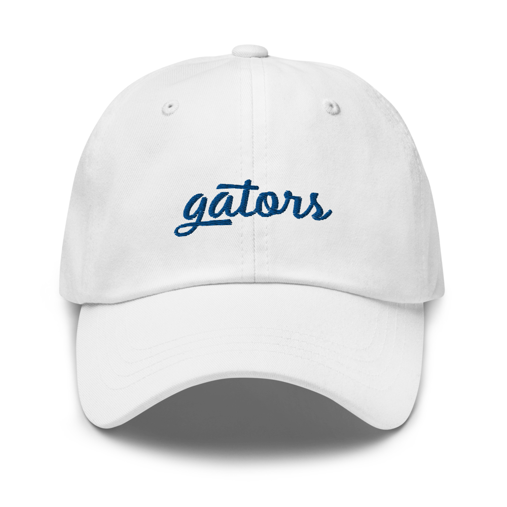 Gators Script Sports Hat - White Front