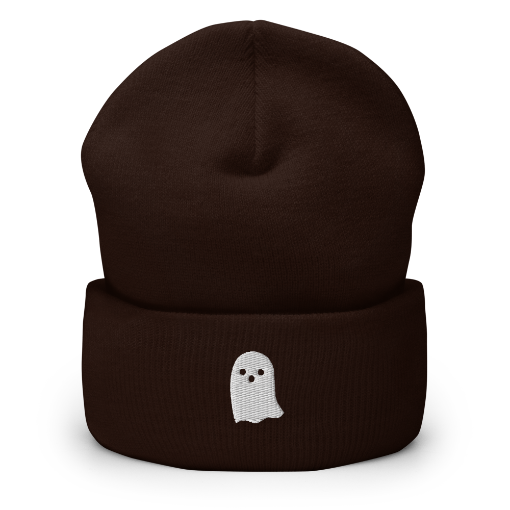 Cute Ghost Icon Beanie - Brown Front