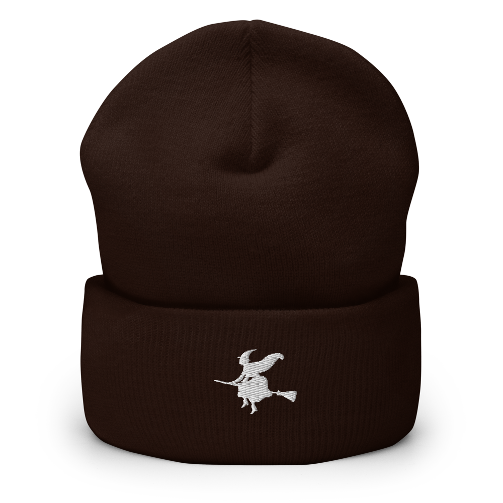 Witch & Broom Icon Beanie - Souvenir Shop - Brown Front