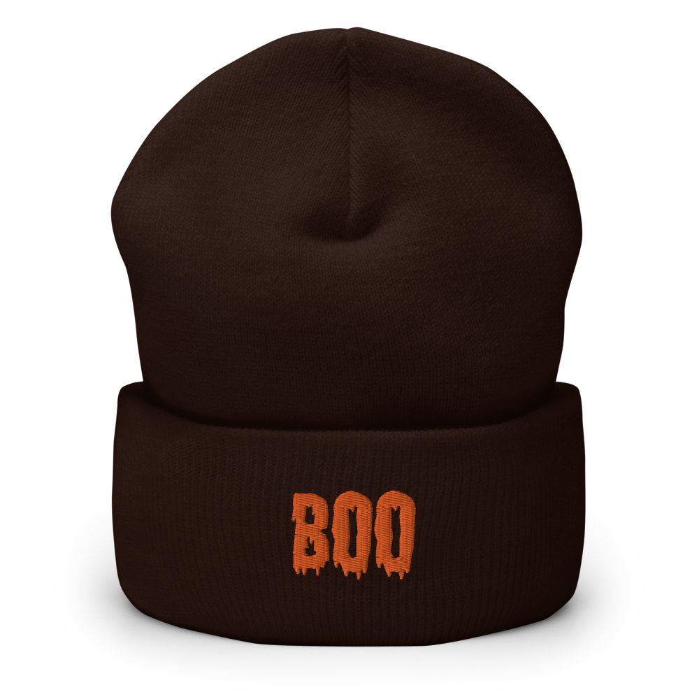 BOO Script Beanie - Souvenir Shop - Brown Front