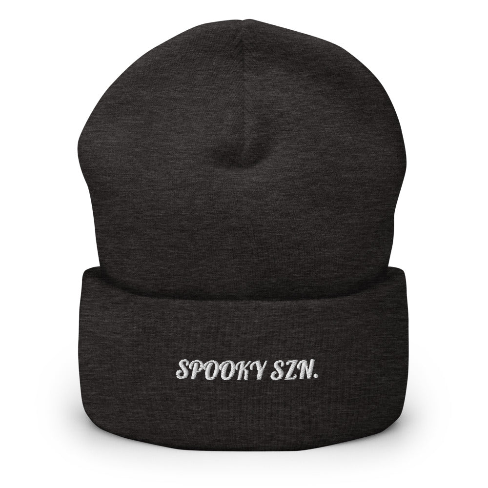 Spooky Szn Script Beanie - Souvenir Shop - Grey Front