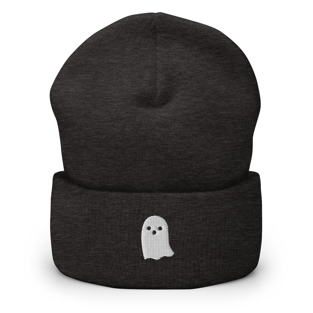 Cute Ghost Icon Beanie - Grey Front