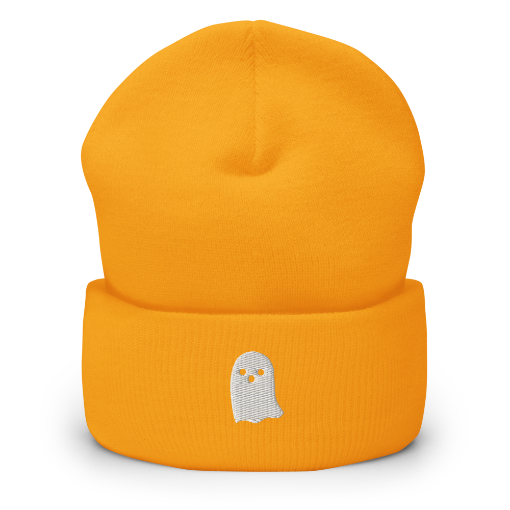 Cute Ghost Icon Beanie - Gold Front