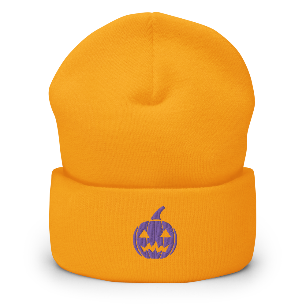 Retro Pumpkin Icon Beanie - Souvenir Shop - Gold Front