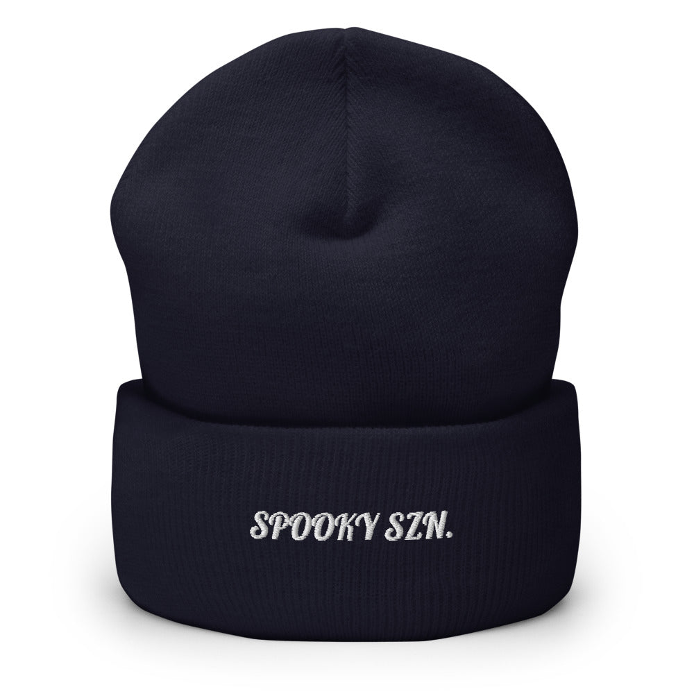 Spooky Szn Script Beanie - Souvenir Shop - Navy Front