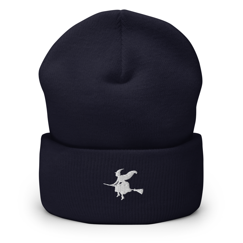 Witch & Broom Icon Beanie - Souvenir Shop- Navy Front 