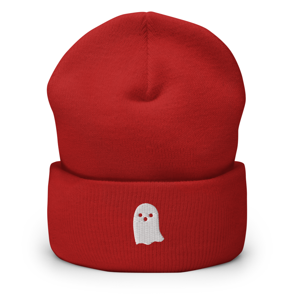 Cute Ghost Icon Beanie - Red Front