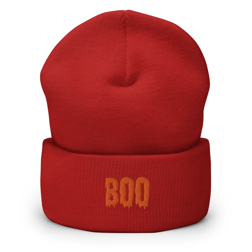 BOO Script Beanie - Souvenir Shop - Red Front