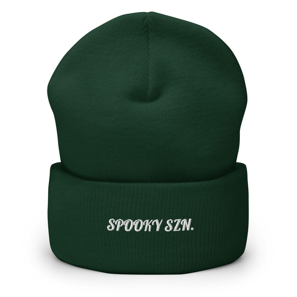 Spooky Szn Script Beanie - Souvenir Shop - Green Front