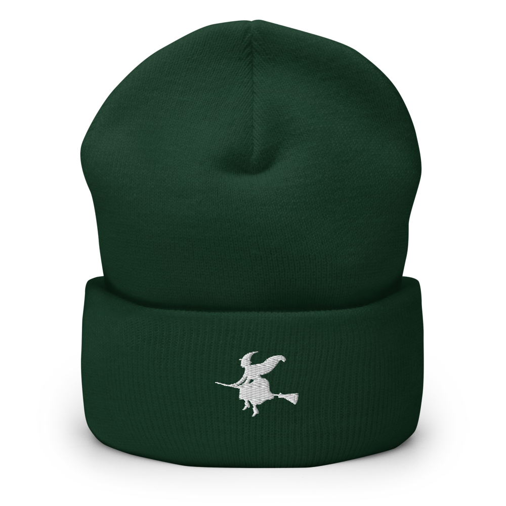 Witch & Broom Icon Beanie - Souvenir Shop- Green Front 