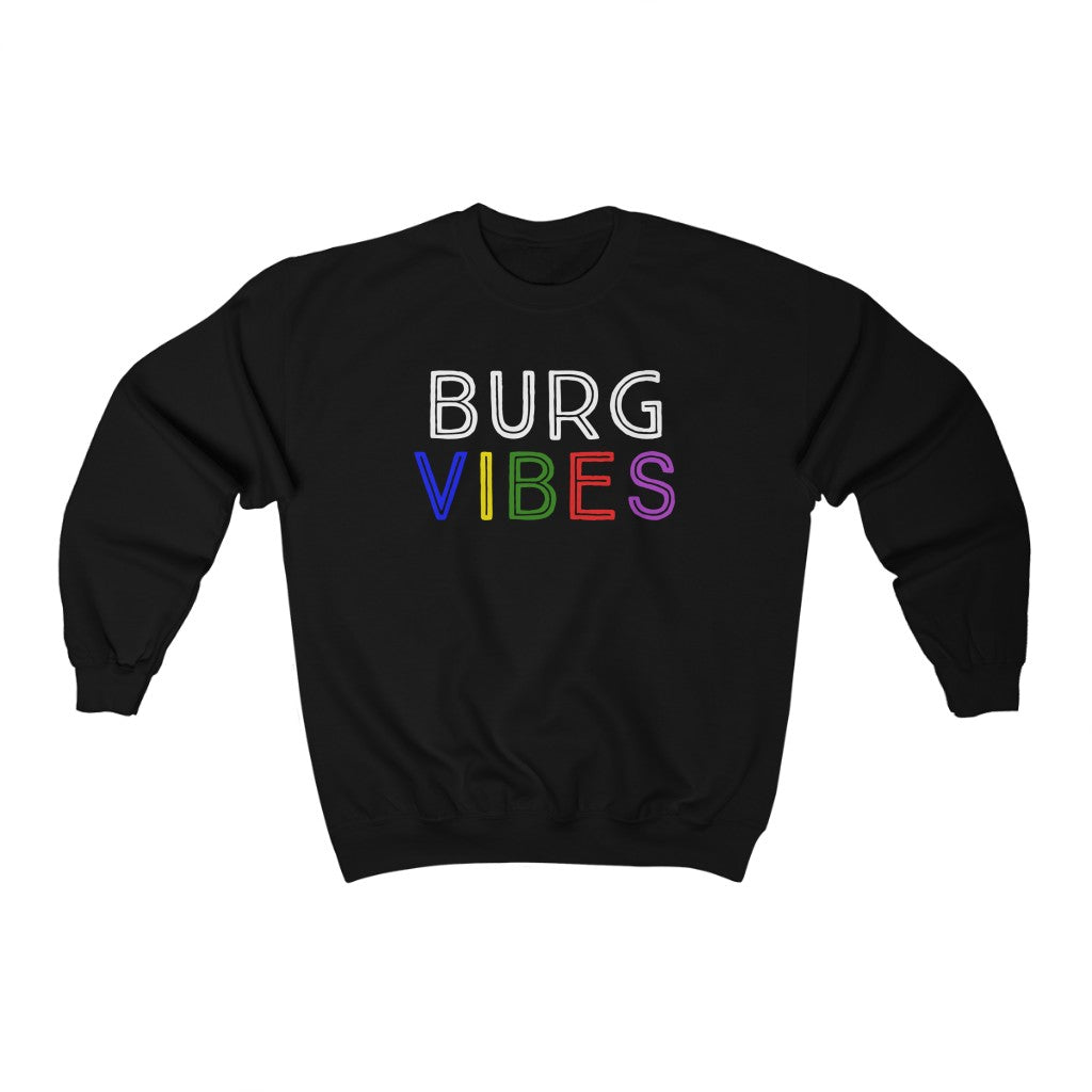 Cozy 'Burg Vibes' Crewneck Sweatshirt - Black Front