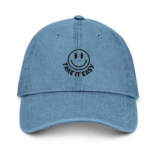 Light Denim Smiley Hat - Front