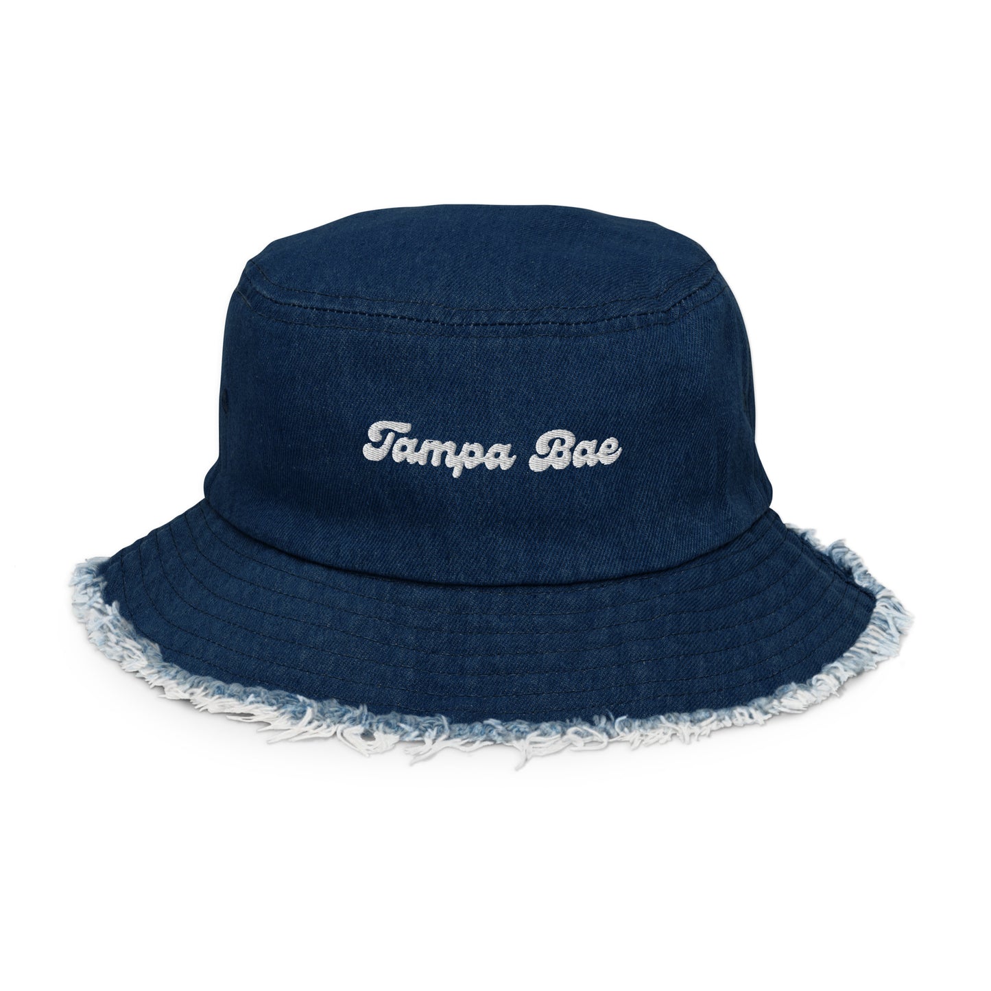Tampa Bae Distressed Denim Bucket Hat - Denim