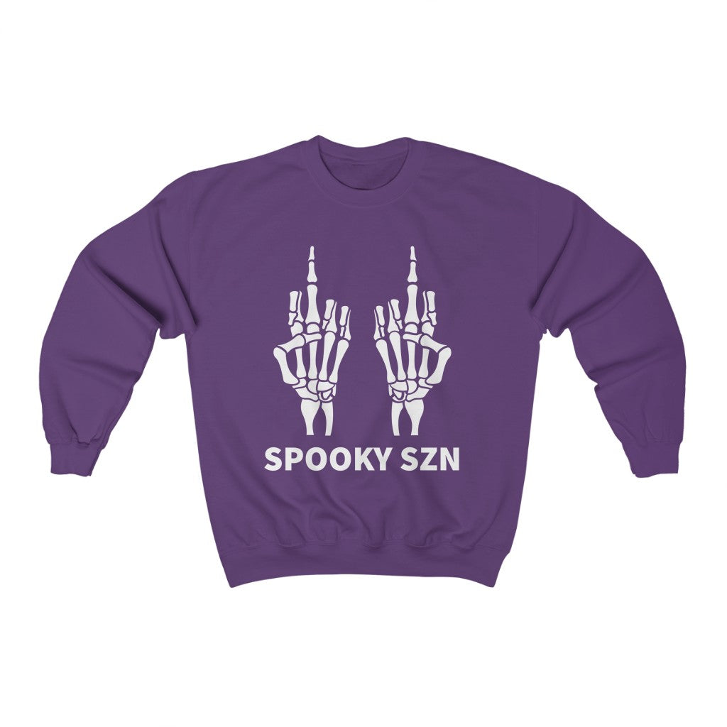 Cozy "Spooky Szn' Finger Crewneck - Purple Front