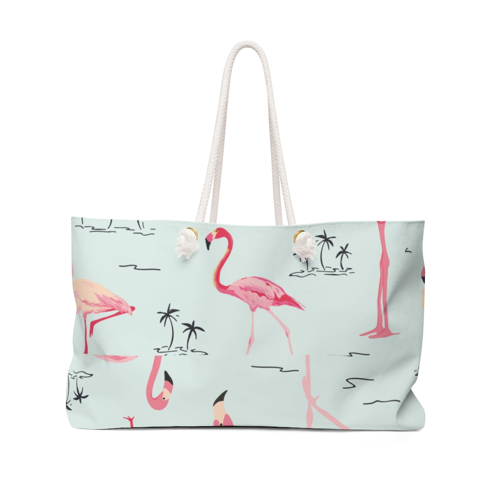 Oversized Palm Tree & Flamingo Beach Bag