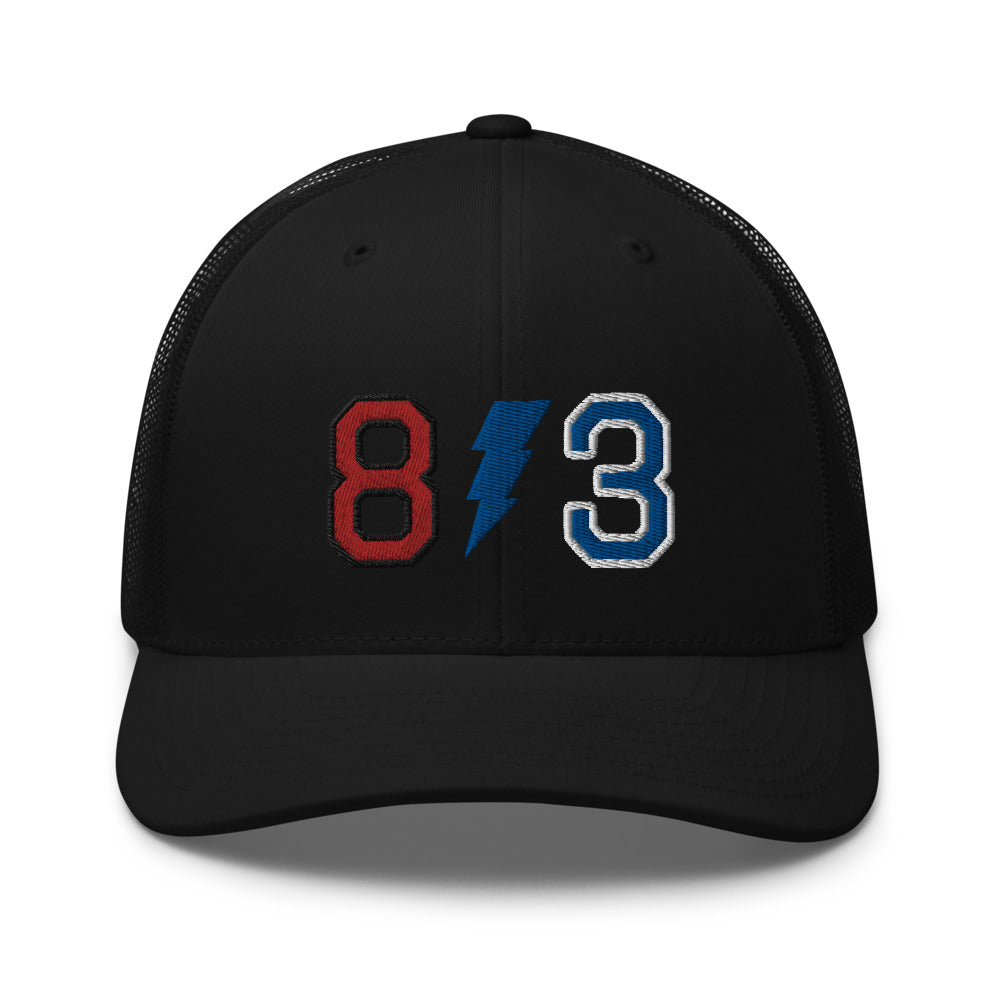 813 Mesh Trucker Hat - Black Front