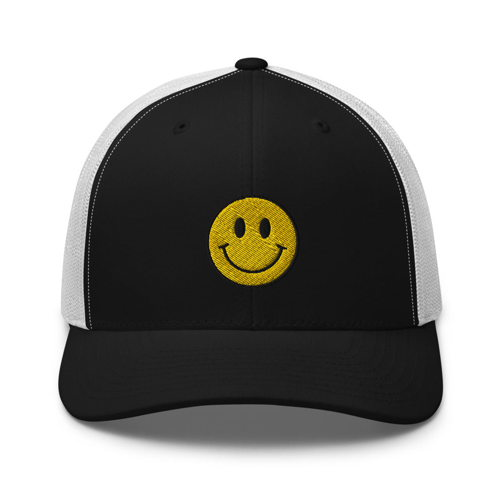 Smiley Mesh Trucker Hat - Black Front