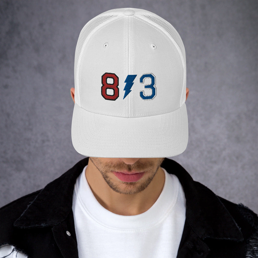 Man Wearing 813 Mesh Trucker Hat 