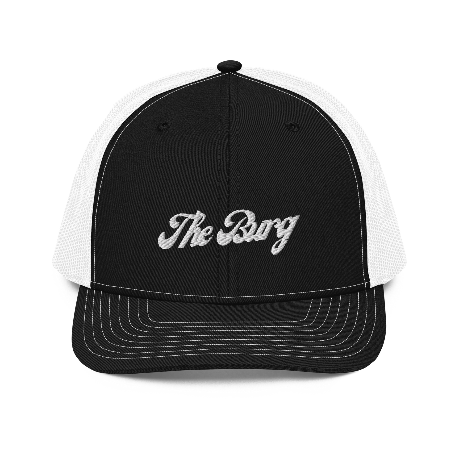 The Burg Trucker Hat - Black & White Front