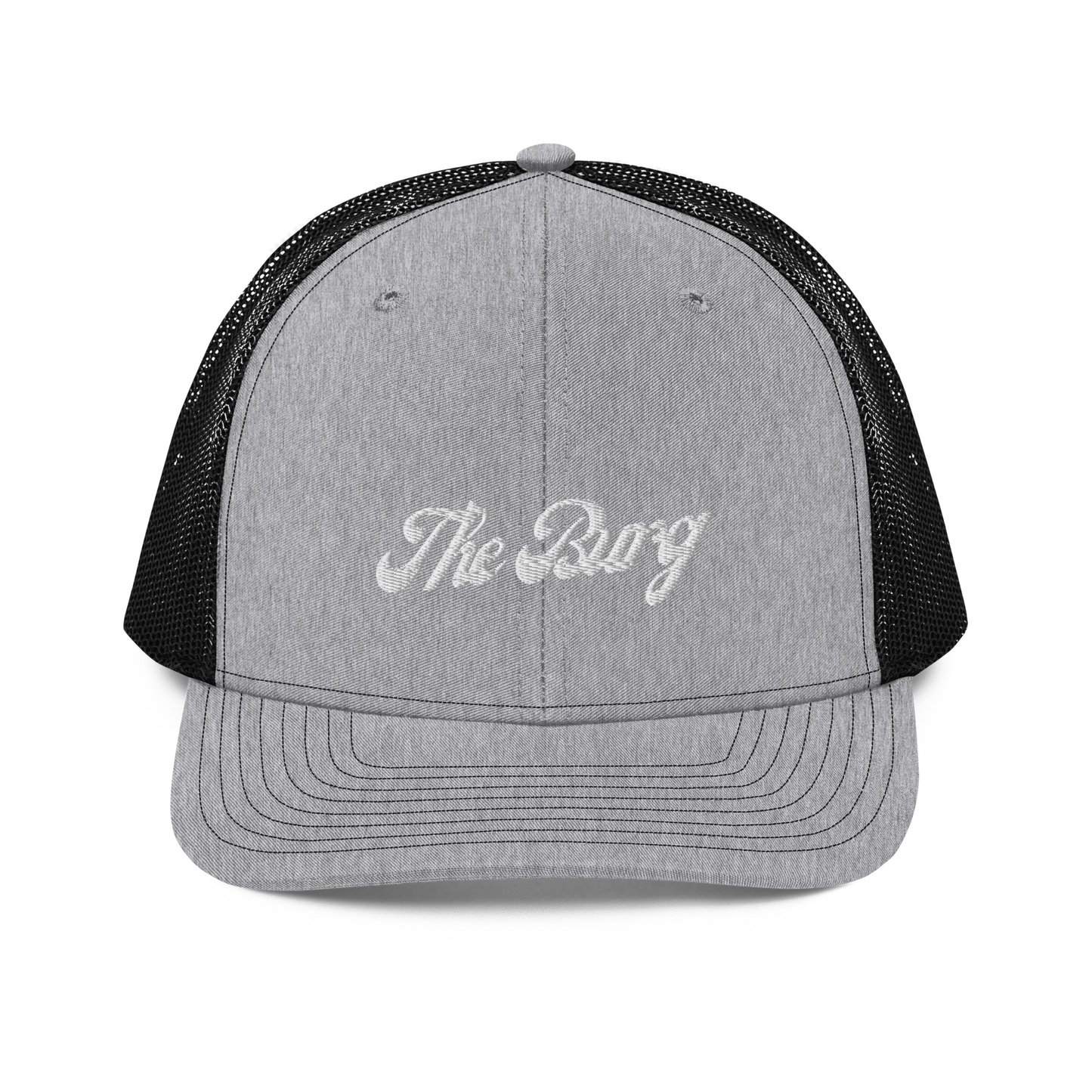 The Burg Trucker Hat - Grey & Black Front