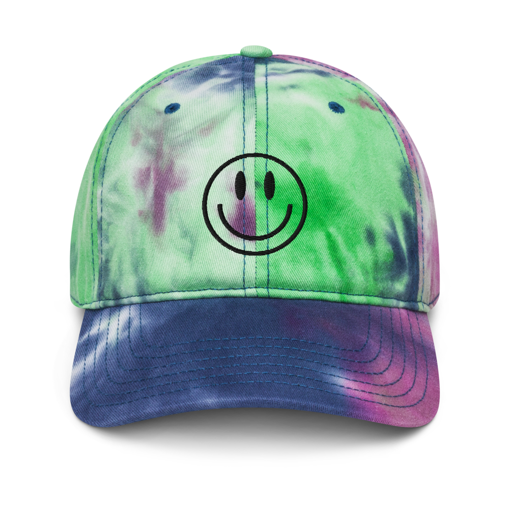 Smiley Tie Dye Hat - Purple Front