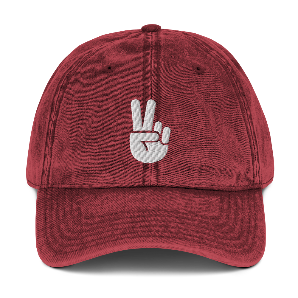 Vintage Peace Sign Hat - Red Front
