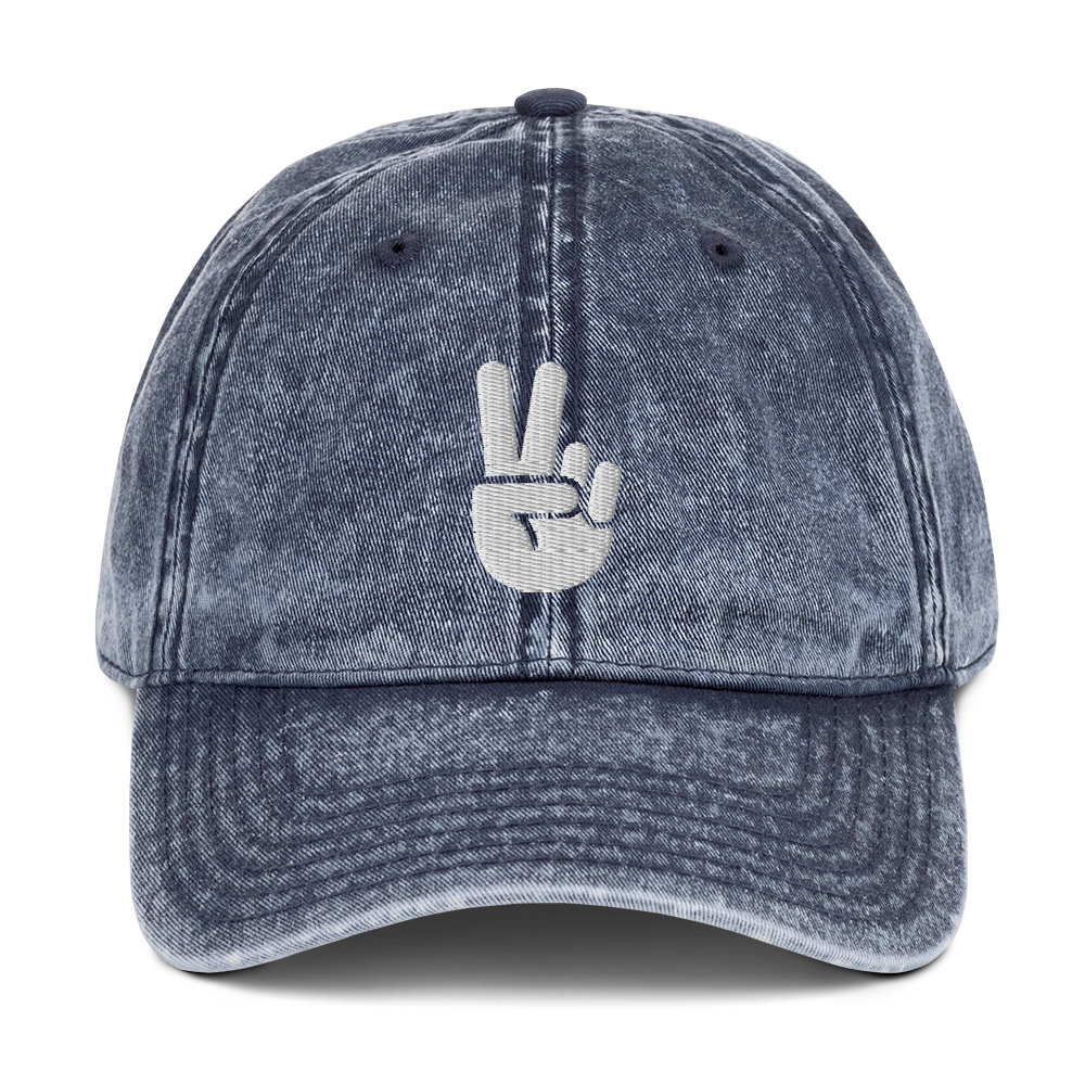 Vintage Peace Sign Hat - Denim