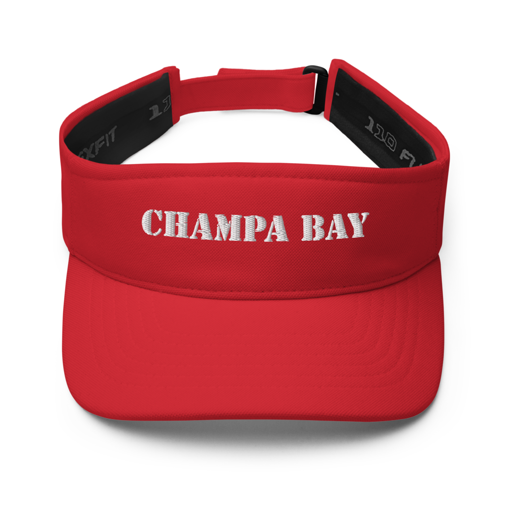 Champa Bay FLEXFit Sun Visor - Beach/Golf/Hiking/Sports Red